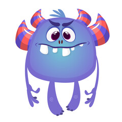Funny cartoon monster. Vector illustration of excited monster character