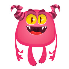 Fototapeta premium Funny cartoon monster. Vector illustration of excited monster character