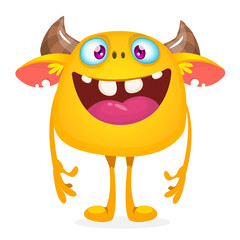 Funny cartoon monster. Vector illustration of excited monster character