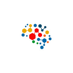 Brain illustration logo design template