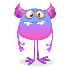 Funny cartoon monster. Vector illustration of excited monster character