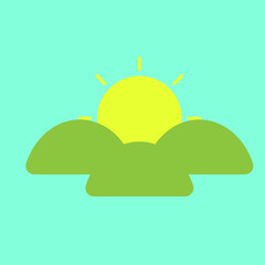 Sun and mountains logo vector