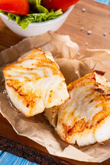 Fish dish - fried fish fillet with vegetables