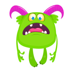 Fototapeta premium Funny cartoon monster. Vector illustration of excited monster character
