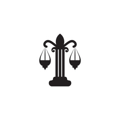 Justice law icon logo design with using scale illustration