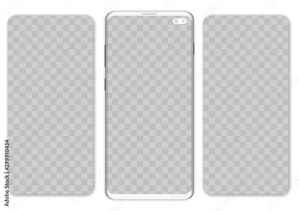 Poster Smartphone with interface carousel post on social network. Mockup to showcasing mobile web-site design or screenshots your applications Vector illustration