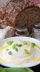 Quark mit Leinöl und Lauch