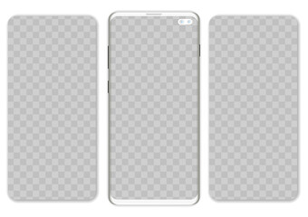 Smartphone with interface carousel post on social network. Mockup to showcasing mobile web-site design or screenshots your applications Vector illustration