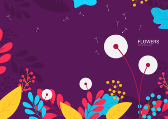 Flat flowers background vector illustration.