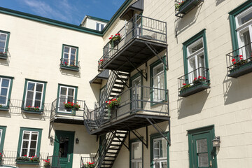Outside stairs and staircase in Quebec Canada