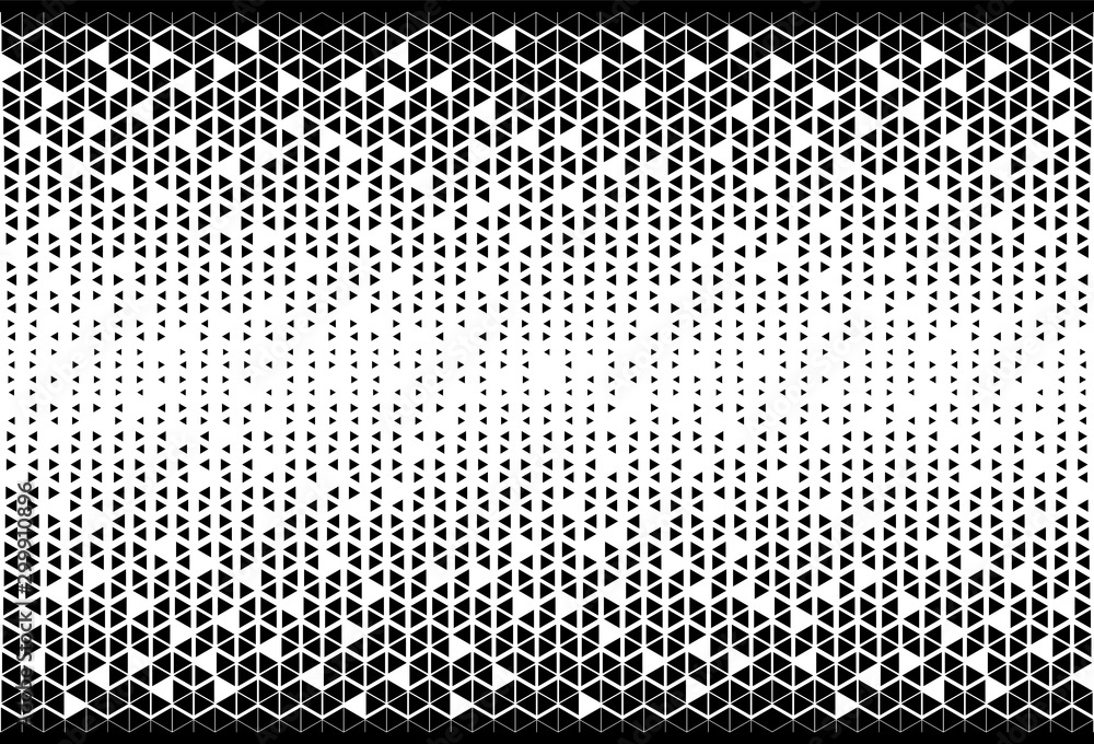 Poster Vector seamless pattern. Modern stylish texture. Repeating geometric tiles from triangles. Monochrome grid with thickness which changing towards the center