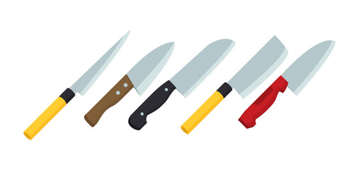 A set of knives in flat vector style