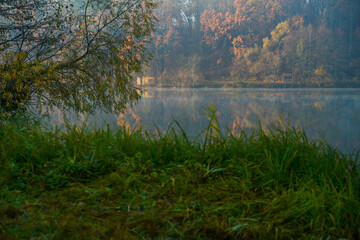 morning lake in the fall