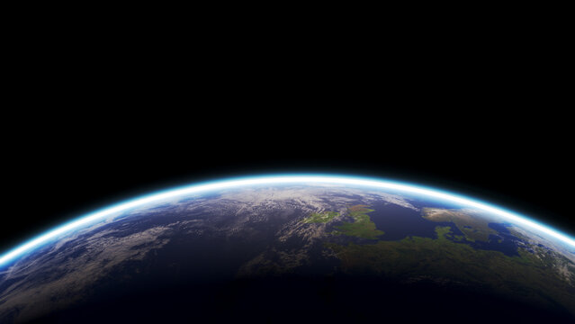 3d render of planet Earth from space with rising sun. Elements of this image by NASA.