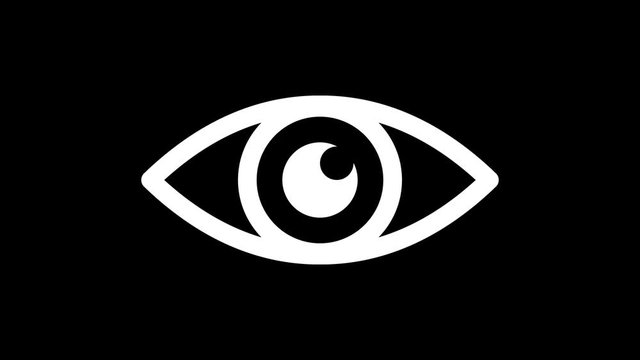 eye icon on glitch old screen display animation. Retro, colorful  video footage, 4K
