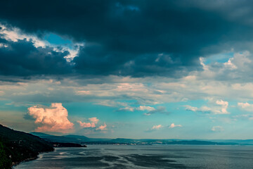 Sunset storm in the sky over Trieste