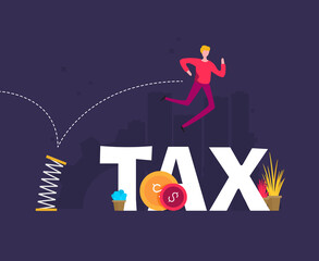 Business jumping from spring. Concept business vector illustration, Flat cartoon design