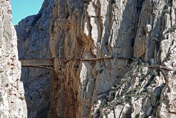 View of the gorge and the Kings Path, Chorro Gorge, Spain.