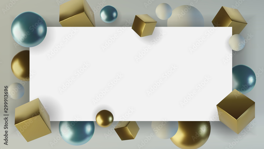 Aufkleber realistic spheres and cubes. abstract background of primitive geometric figures. design element of 3