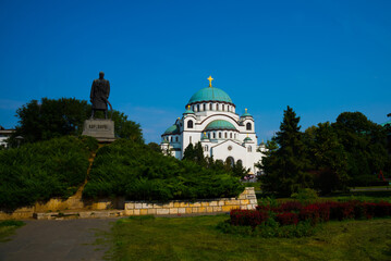 Belgrade, Serbia: Monument commemorating Karageorge Petrovitch in front of Cathedral of Saint Sava in Belgrade