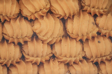 Crisp Crunchy Brown Round Cookies Biscuits