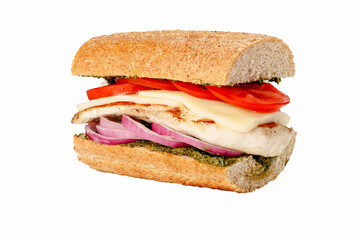 Delicious fastfood grilled fresh tasty sandwich isolated on white background