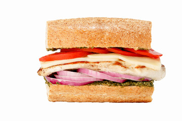 Delicious fastfood grilled fresh tasty sandwich isolated on white background