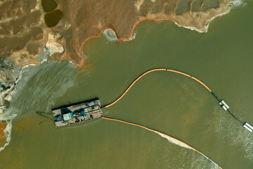 a dredger working in the quarry for sand mining