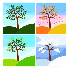 four set of season trees