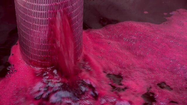 Wine mixing during fermentation process in barrel