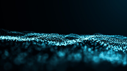 Abstract 3d rendering futuristic dots. computer geometric digital connection structure. Futuristic black abstract grid. Plexus with particles. Intelligence artificial