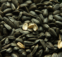 Sunflower kernels with one open seed