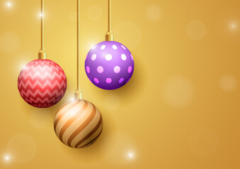 Christmas ball on golden abstract background