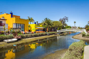Fototapeta na wymiar Venice Canal Historic District. Venice Canals in Southern California in Los Angeles. United States