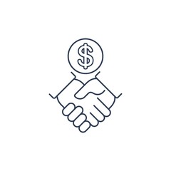 Fototapeta premium Friendship and money. Vector linear icon on a white background.