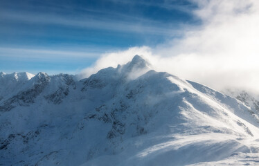 Fototapeta na wymiar WInter landscape of Tatra Mountains in Poland Zakopane snow ski season