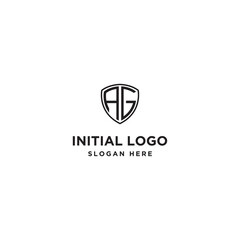 logo design inspiration for companies from the initial letters of the AG shield logo icon. -Vector