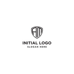 logo design inspiration for companies from the initial letters of the AM shield logo icon. -Vector