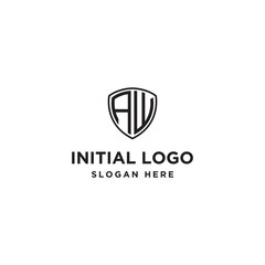 logo design inspiration for companies from the initial letters of the AW shield logo icon. -Vector - obrazy, fototapety, plakaty