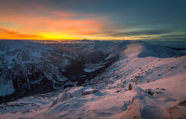 WInter landscape of Tatra Mountains in Poland Zakopane snow ski season
