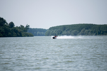 jet skiing on the river