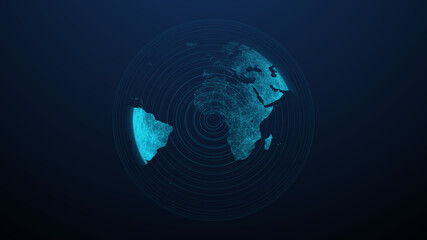 Abstract sphere. Global Network connection visualization . Futuristic earth globe . 3d planet concept . Science and technology background