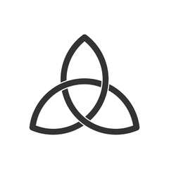 Celtic trinity knot. Triquetra symbol. Three parts unity icon. Ancient ornament symbolizing eternity. Infinite loop sign of interlocking shapes. Interconnected loops make trefoil. Vector illustration. - obrazy, fototapety, plakaty