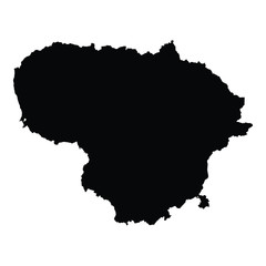 Fototapeta premium A black and white vector silhouette of the country of Lithuania