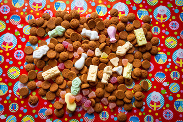 Traditional candy with tumtum and peppernuts for the dutch St. Nicholas' Day on december the fifth. Typical dutch folklore