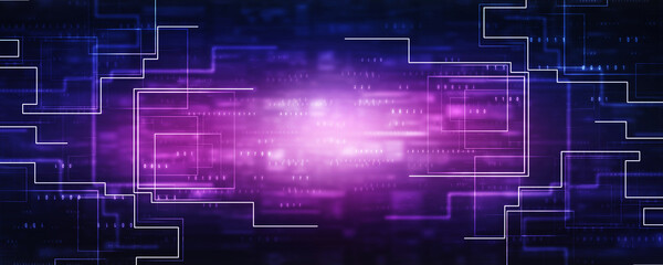 2d illustration Abstract futuristic electronic circuit technology background