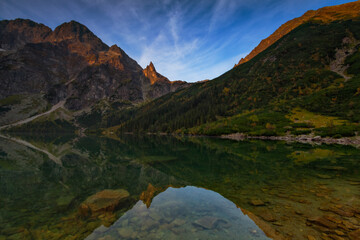 Fototapeta na wymiar Tatra Mountains in Poland Morskie Oko Rysy Zakopane landscape photography in golden hour