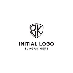 Initial letter BK initials logo. Universal symbol icon vector design. Luxury abc shield logotype.