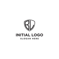 Initial letter BL initials logo. Universal symbol icon vector design. Luxury abc shield logotype.
