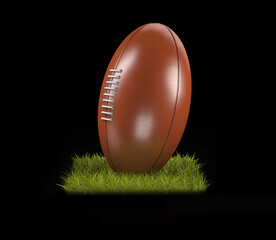 3D Rendering of a Rugby Ball on the grass